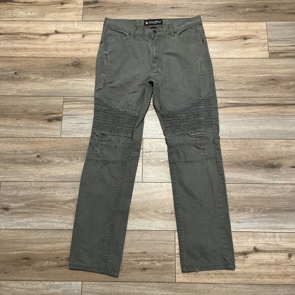 Men's Southpole Distressed Denim Jeans SZ 34x32 Green Modern Cotton Straight - Picture 1 of 12